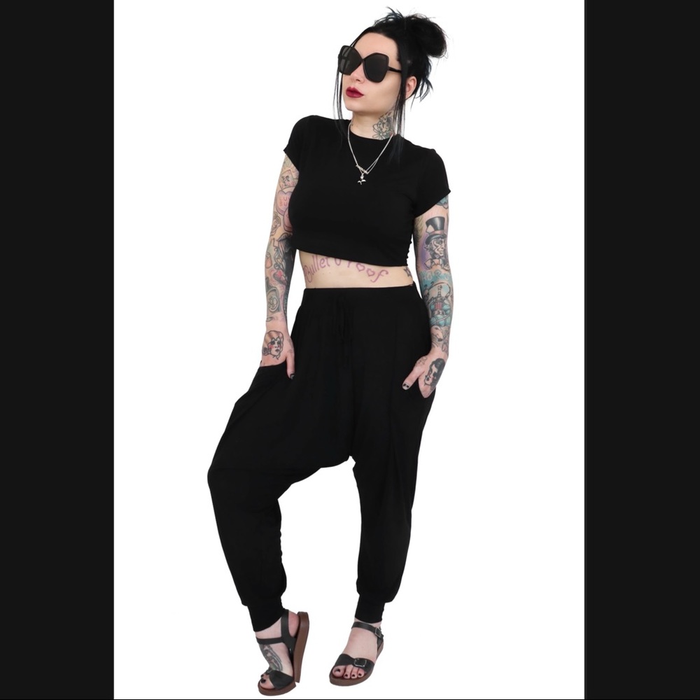Foxblood Drop Crotch Jogger Set with Crop Tee